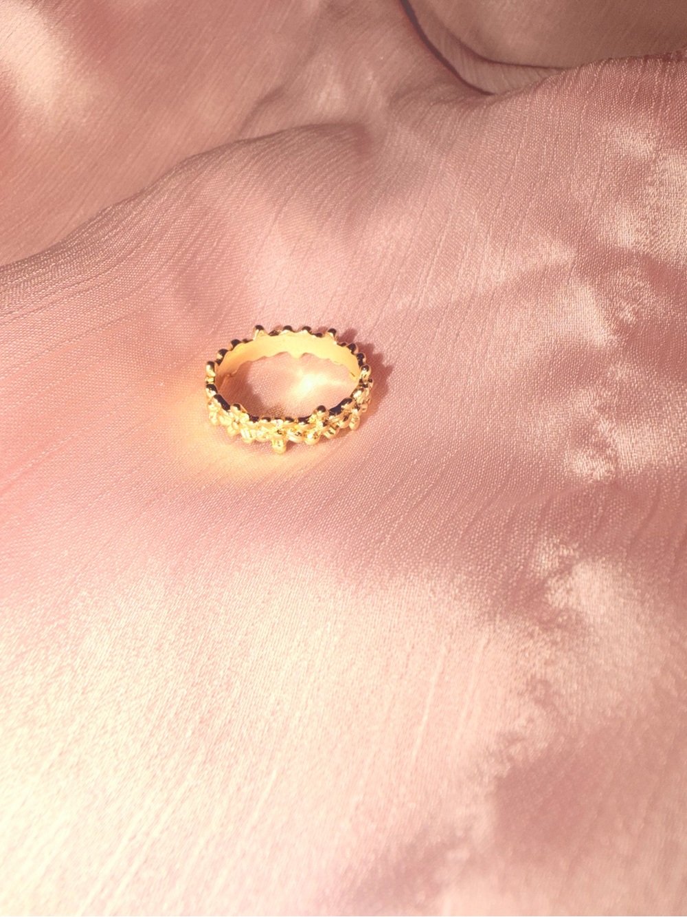 Delicate Gold Floral Band Ring - Women Jewelry